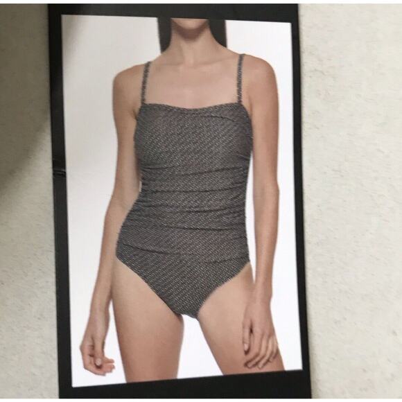 DKNY Swim One Piece Swimsuit Shirred Multicolor Print Padded Swimwear - Picture 11 of 11